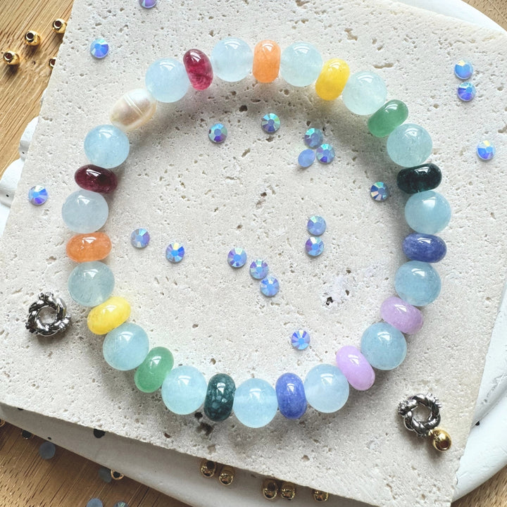 Ocean Melody Bracelet Making Kit(Aquamarine + Opal Jade + Pearl)