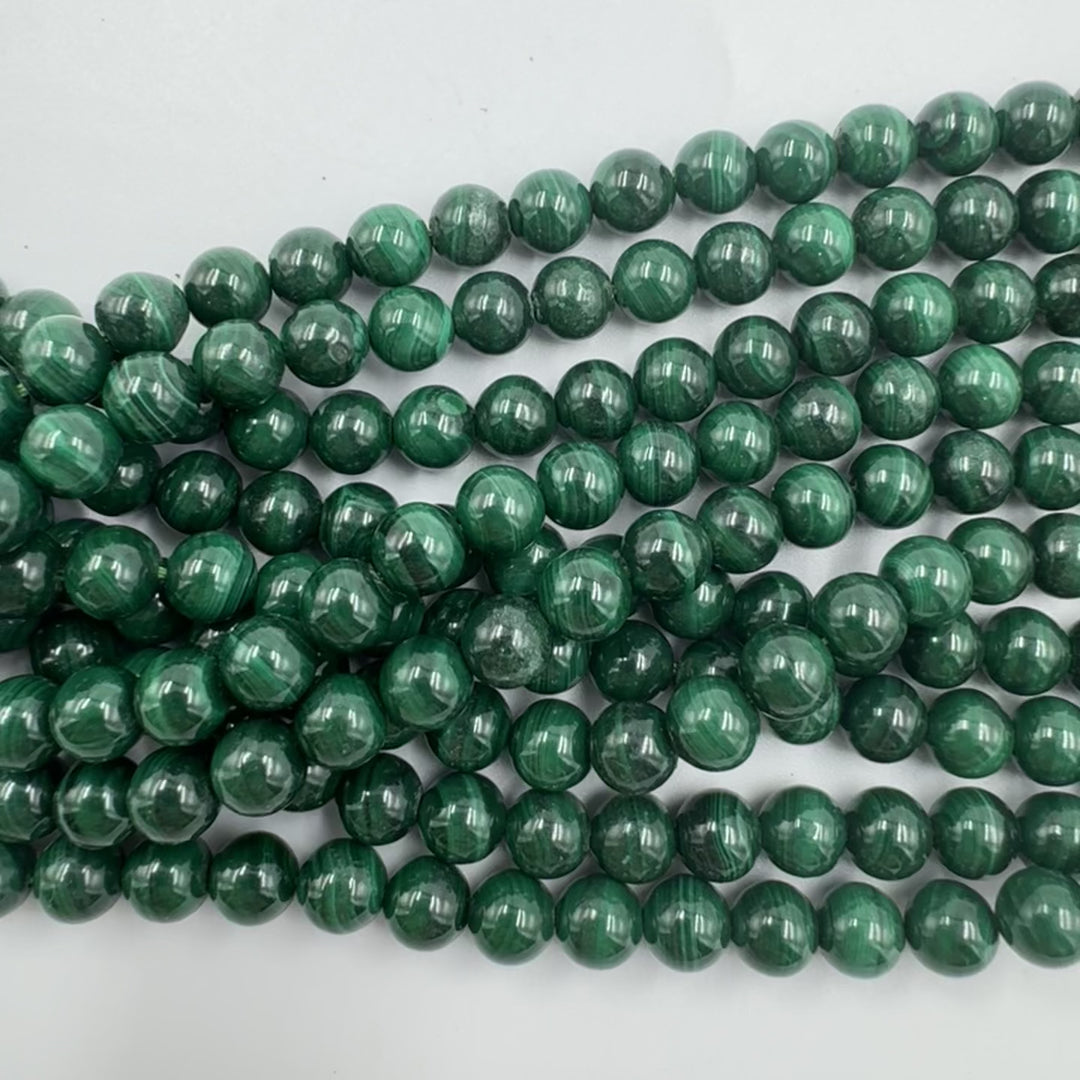AAA 6mm round malachite beads, glossy, 1 strand, approx. 66 beads(Australia)
