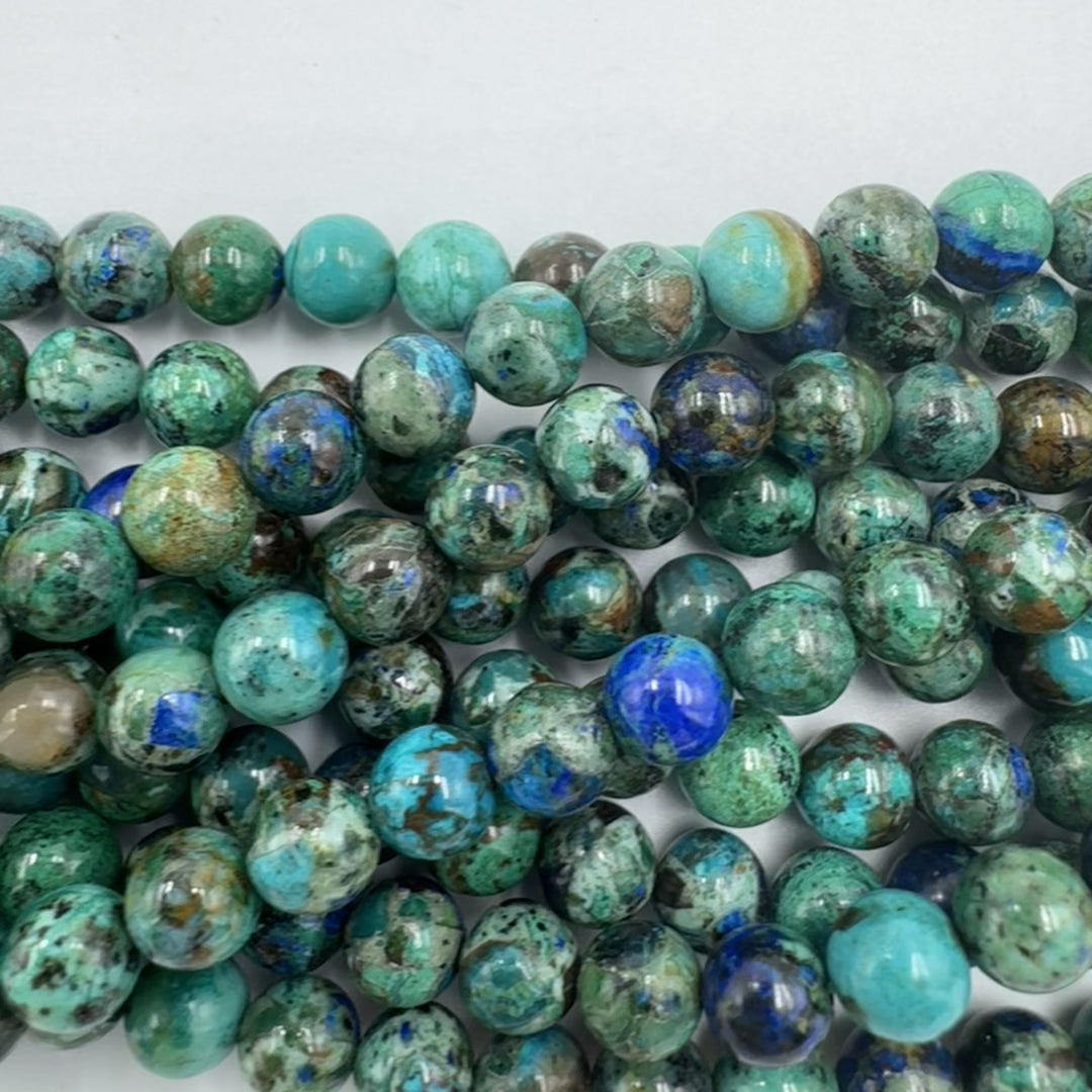 AAA 8mm round azurite beads, glossy, 1 strand, approx. 48 beads(Morocco)