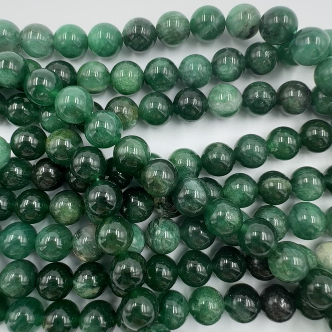 AAA 8mm round fuchsite beads, glossy, 1 strand, approx. 48 beads(India)