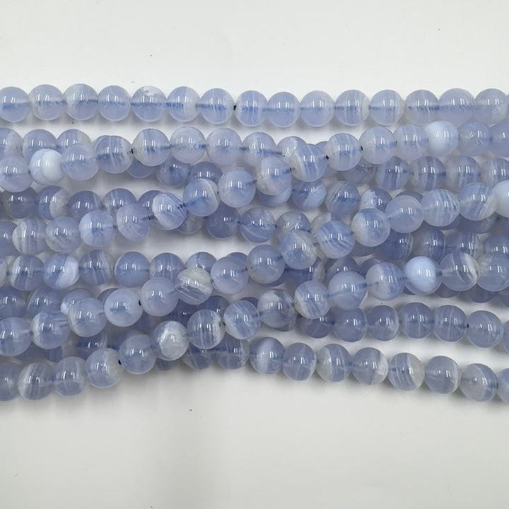 AAA 6mm round blue lace agate beads, glossy, 1 strand, approx. 66 beads(South Africa)