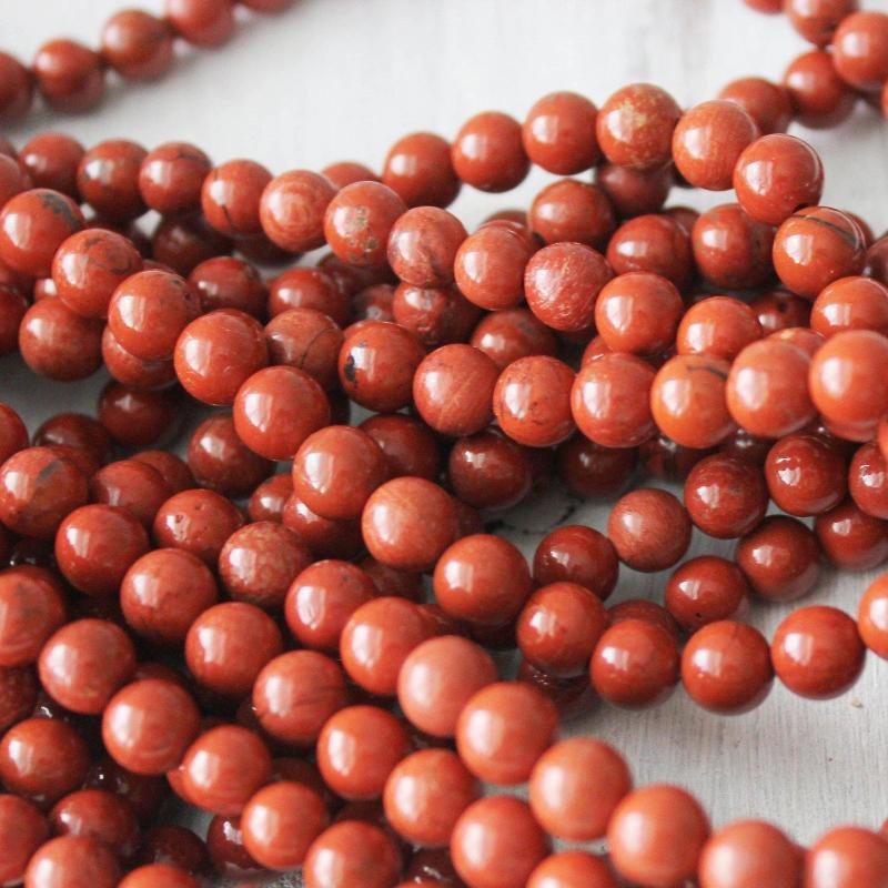 red jasper, 6mm, round, glossy, 1 strand, 16 inches, approx. 66 beads.-Gemstone Beads-BeadsVenture