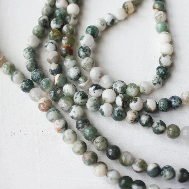 tree agate, 6mm, round, glossy, 1 strand, 16 inches, approx. 66 beads.-Gemstone Beads-BeadsVenture