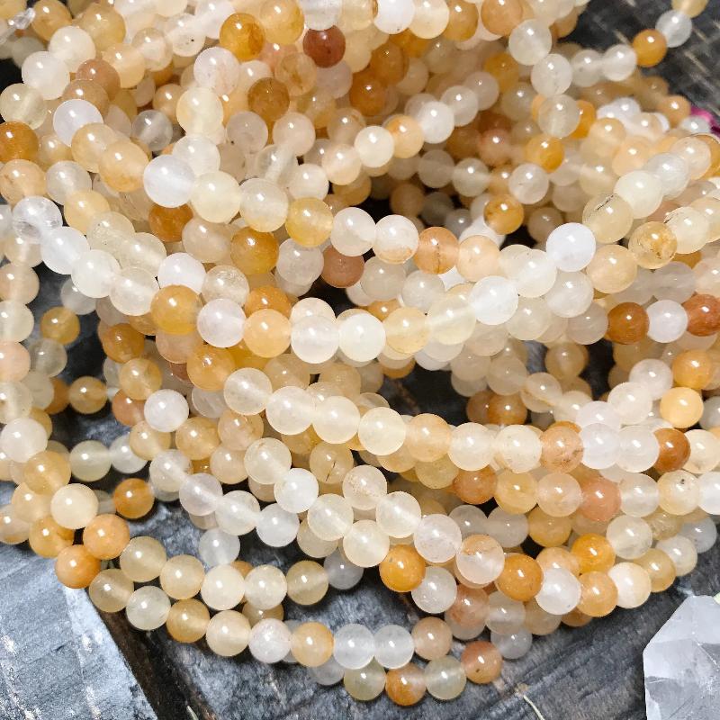 yellow jade, 6mm, round, glossy, 1 strand, 16 inches, approx. 66 beads.-Gemstone Beads-BeadsVenture
