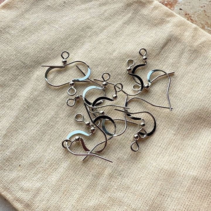 Flat Hook Earring Wires, Brass, Real 18K White Gold Plated, 19mm x 17mm, Sold as 30 Pieces.