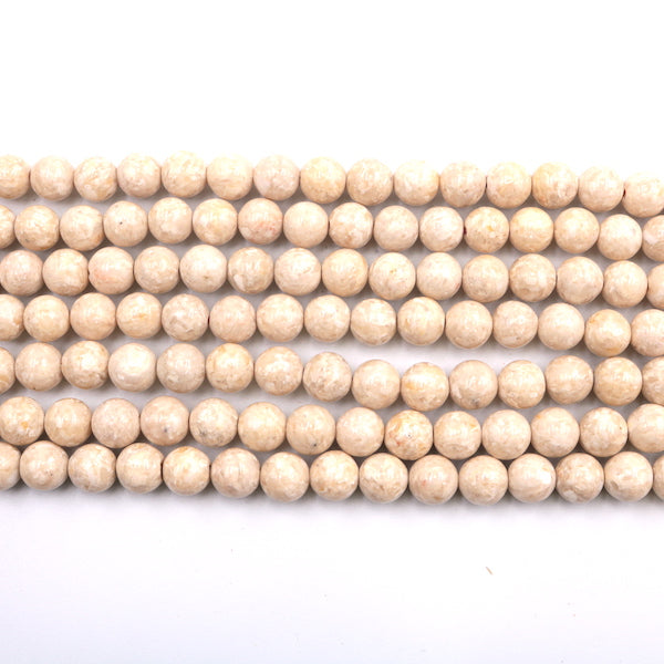 8mm round river stone beads, glossy, 1 strand, 16 inches, approx. 48 beads.