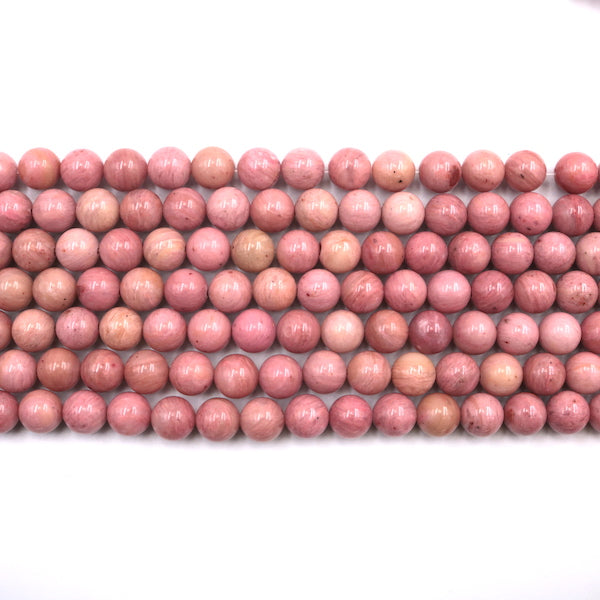 rhodonite, 8mm, round, glossy, 1 strand, 16 inches, approx. 48 beads.