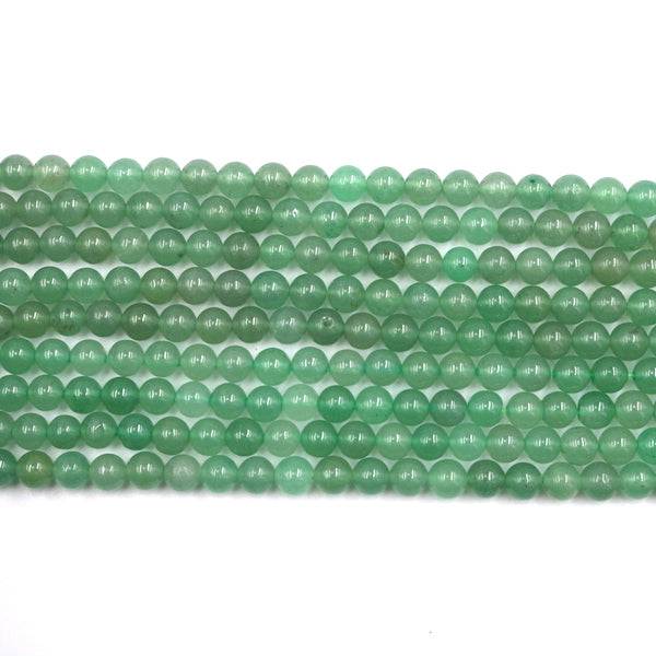 6mm round green aventurine beads, glossy, 1 strand, 16 inches, approx. 66 beads.