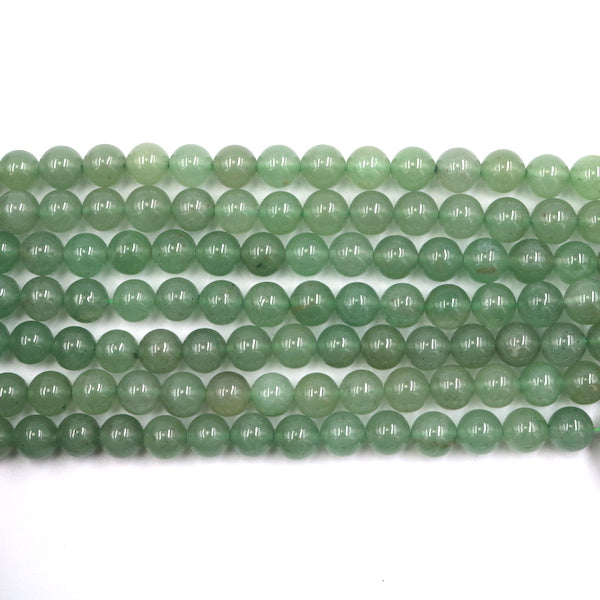 8mm round green aventurine beads, glossy, 1 strand, 16 inches, approx. 48 beads.