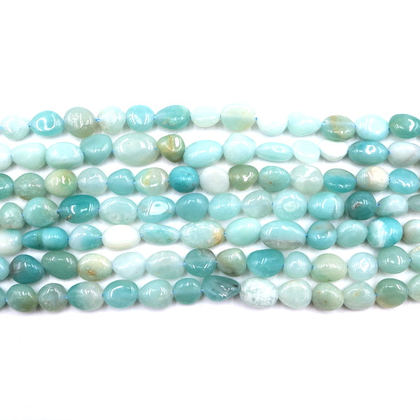 amazonite nugget beads, 8mm x 6mm, glossy, 1 strand, 16 inches, approx. 50 beads.