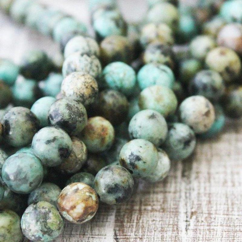 African turquoise, 8mm, round, glossy, 1 strand, 16 inches, approx. 48 beads.-Gemstone Beads-BeadsVenture