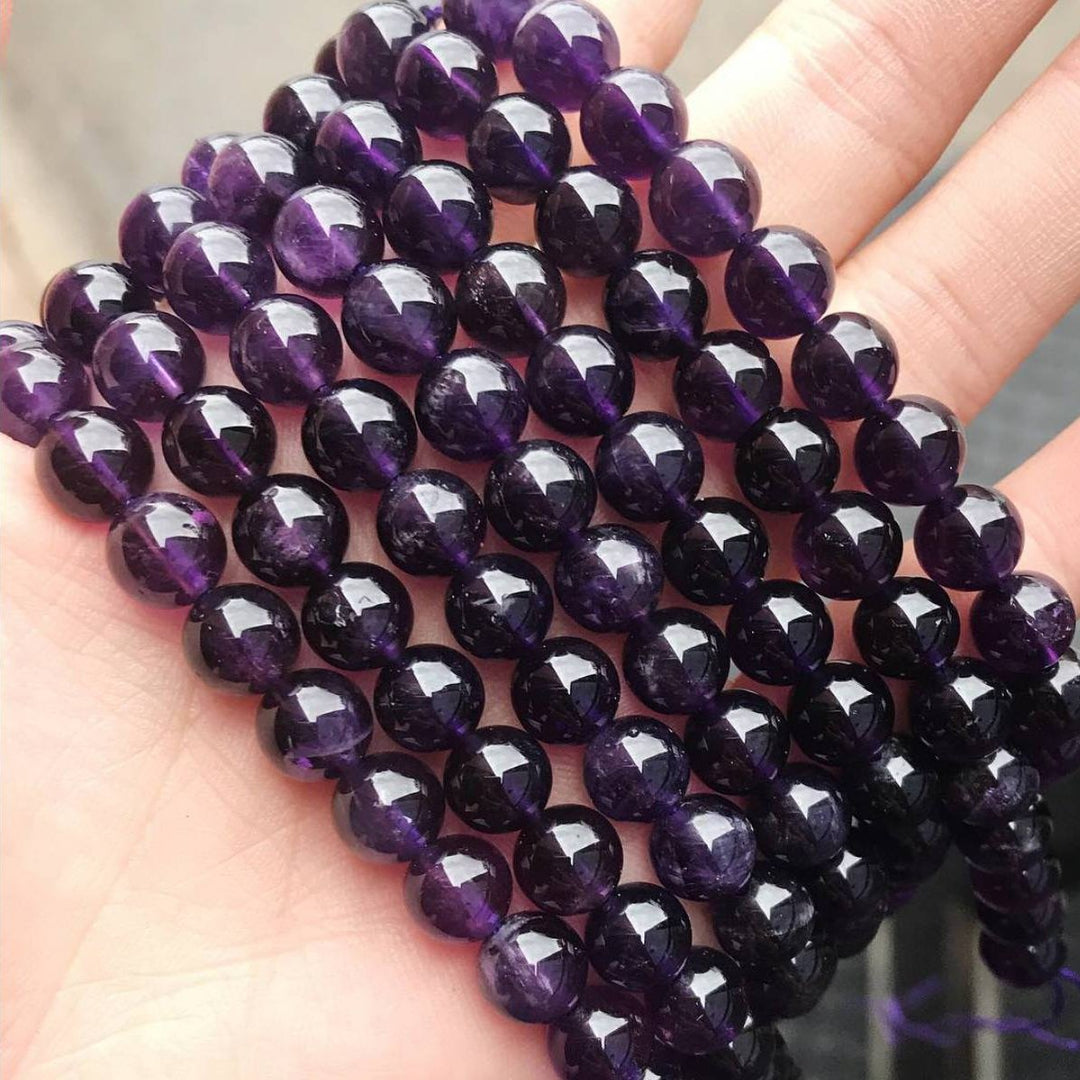 amethyst, 8mm, round, glossy, 1 strand, 16 inches, approx. 48 beads.-Gemstone Beads-BeadsVenture