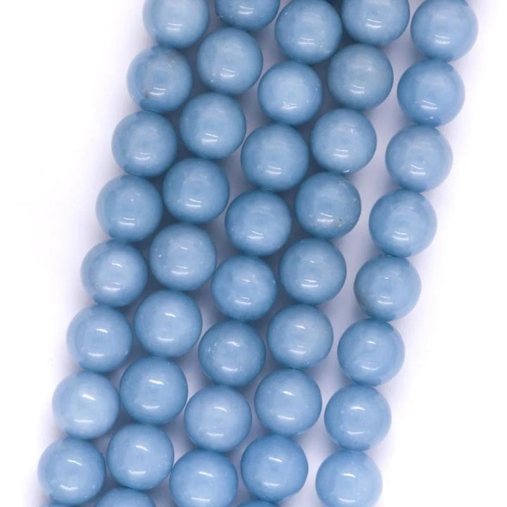 angelite, 10mm, round, glossy, 1 strand, 16 inches, approx. 40 beads.-Gemstone Beads-BeadsVenture