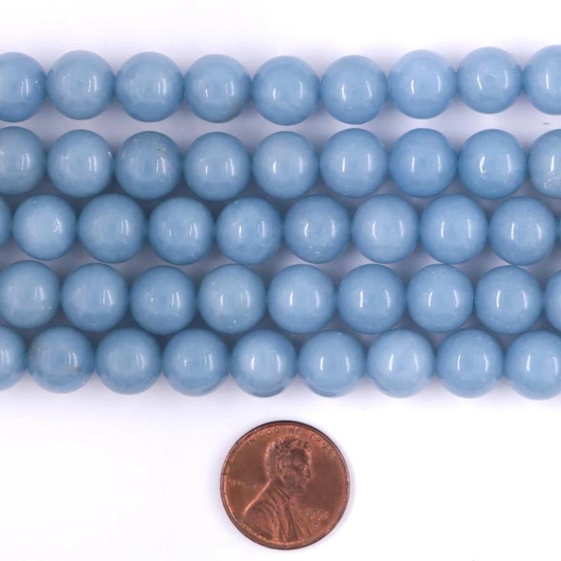 angelite, 10mm, round, glossy, 1 strand, 16 inches, approx. 40 beads.-Gemstone Beads-BeadsVenture