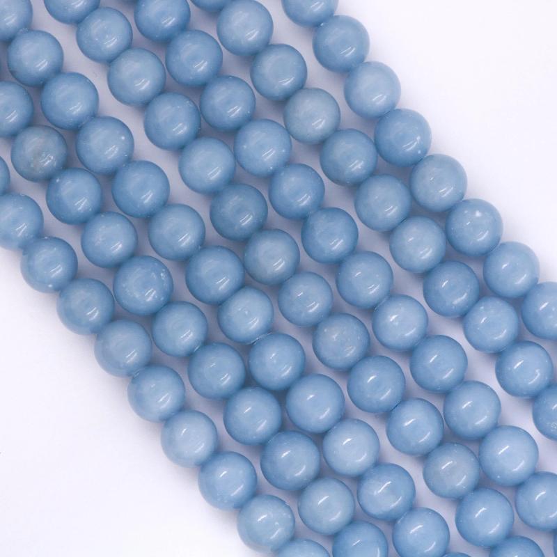 angelite, 8mm, round, glossy, 1 strand, 16 inches, approx. 48 beads.-Gemstone Beads-BeadsVenture