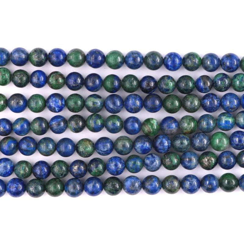 azurite, 8mm, round, glossy, 1 strand, 16 inches, approx. 48 beads.-Gemstone Beads-BeadsVenture