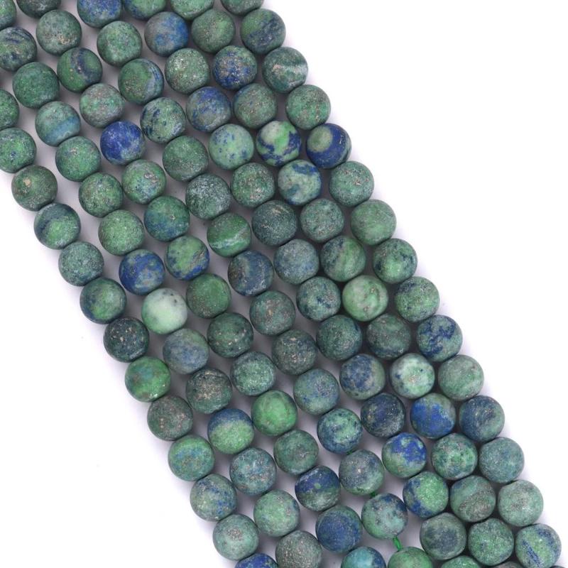azurite, 8mm, round, matte, 1 strand, 16 inches, approx. 48 beads.-Gemstone Beads-BeadsVenture