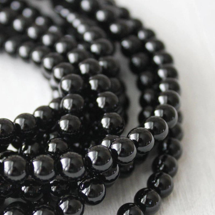 black onyx, 6mm, round, glossy, 1 strand, 16 inches, approx. 66 beads.-Gemstone Beads-BeadsVenture