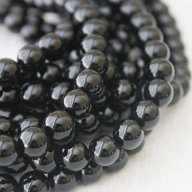 black onyx, 8mm, round, glossy, 1 strand, 16 inches, approx. 48 beads.-Gemstone Beads-BeadsVenture