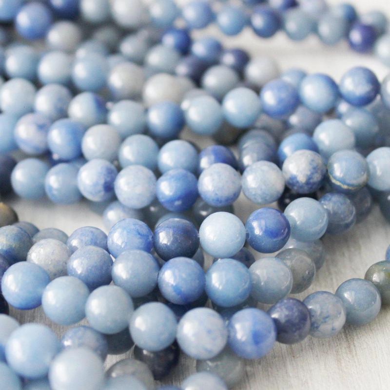 blue aventurine, 8mm, round, glossy, 1 strand, 16 inches, approx. 48 beads.-Gemstone Beads-BeadsVenture