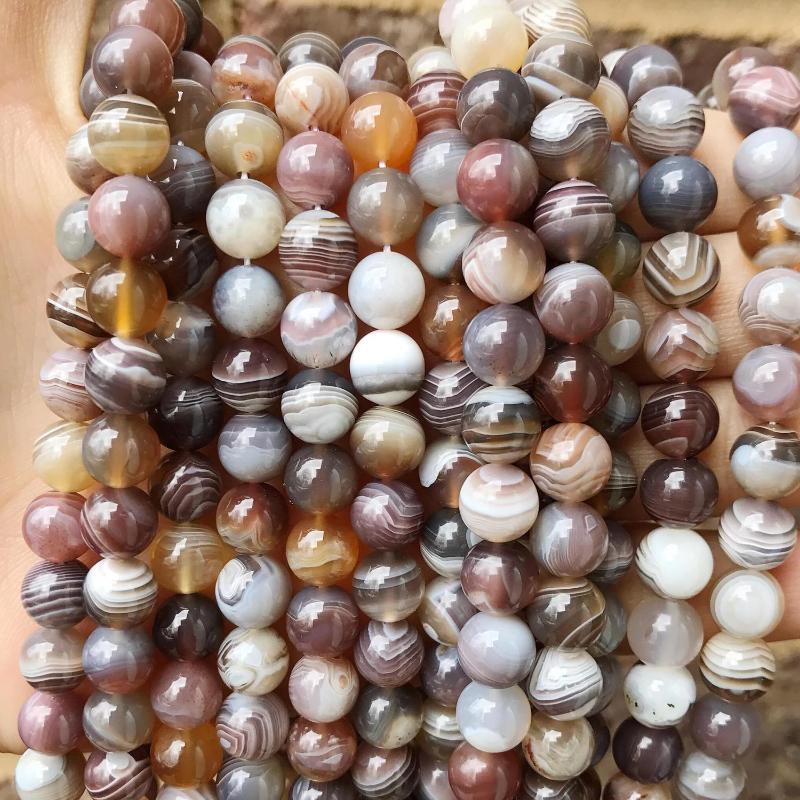 Botswana agate, 8mm, round, glossy, 1 strand, 16 inches, approx. 48 beads.-Gemstone Beads-BeadsVenture