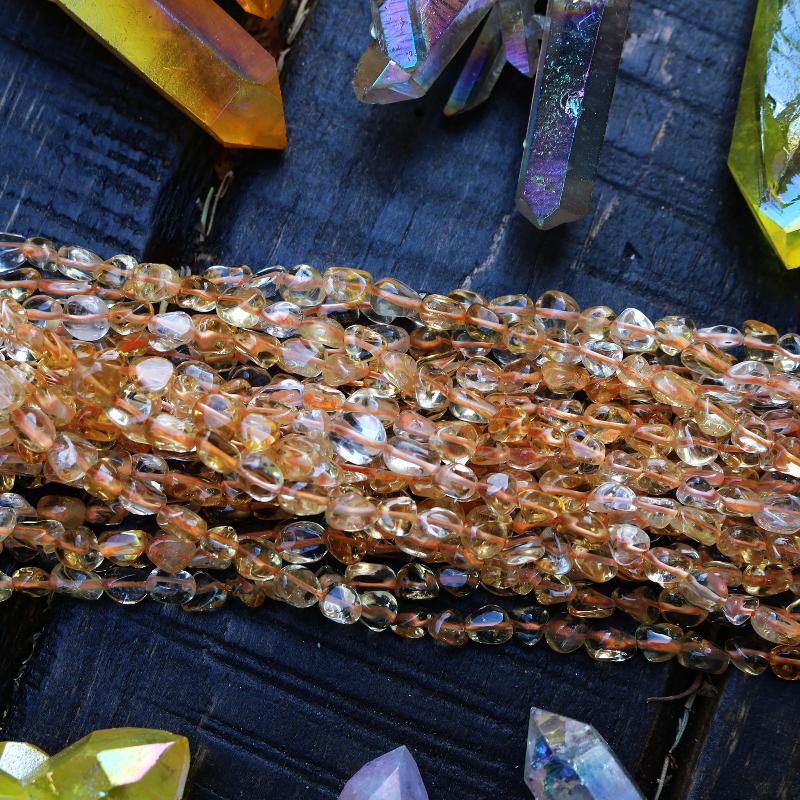 citrine, approx. 8mm x 5mm, nugget, glossy, 1 strand, 16 inches, approx. 50 beads.-Gemstone Beads-BeadsVenture