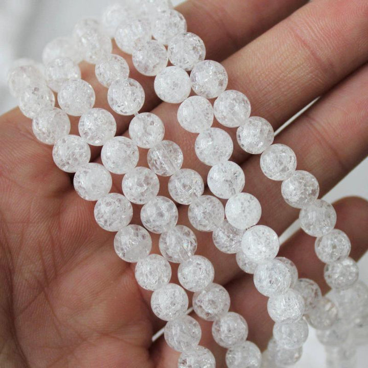 clear crackle quartz, 10mm, round, glossy, 1 strand, 16 inches, approx. 40 beads.-Gemstone Beads-BeadsVenture