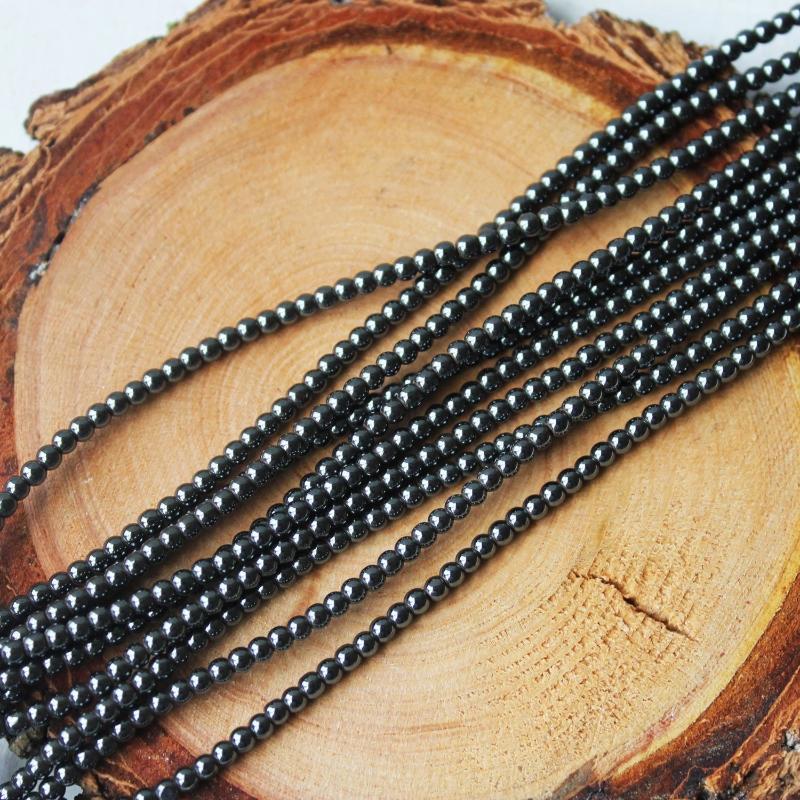 dark hematite, 3mm, round, glossy, 1 strand, 16 inches, approx. 110 beads.-Gemstone Beads-BeadsVenture
