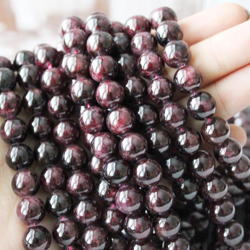 garnet, 10mm, round, glossy, red, sold as 1 strand, approx. 40 pieces.-Gemstone Beads-BeadsVenture