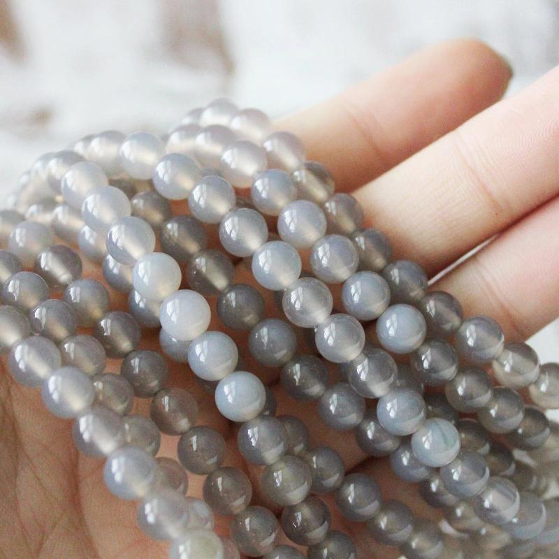 gray agate, 6mm, round, glossy, gray, sold as 1 strand, approx. 66 beads.-Gemstone Beads-BeadsVenture