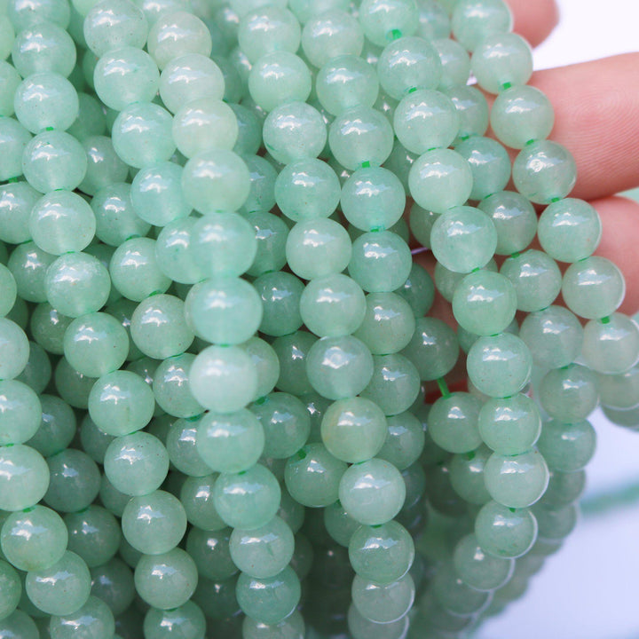 green aventurine, 6mm, round, glossy, 1 strand, 16 inches, approx. 66 beads.-Gemstone Beads-BeadsVenture