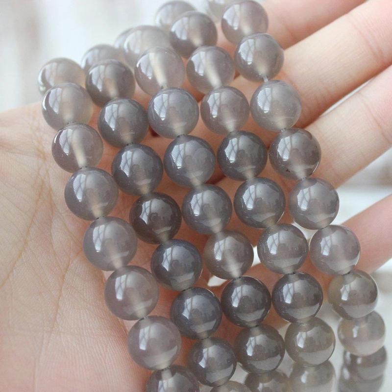 grey agate, 10mm, round, glossy, 1 strand, 16 inches, approx. 40 beads.-Gemstone Beads-BeadsVenture