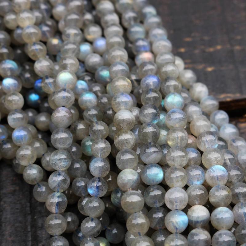 labradorite, 6mm, round, glossy, 1 strand, 16 inches, approx. 66 beads.-Gemstone Beads-BeadsVenture