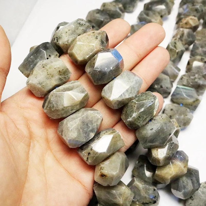 labradorite, approx. 16mm × 20mm, nugget, faceted, 1 strand, 16 inches, approx. 28 beads.-Gemstone Beads-BeadsVenture