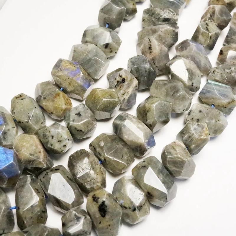 labradorite, approx. 16mm × 20mm, nugget, faceted, 1 strand, 16 inches, approx. 28 beads.-Gemstone Beads-BeadsVenture
