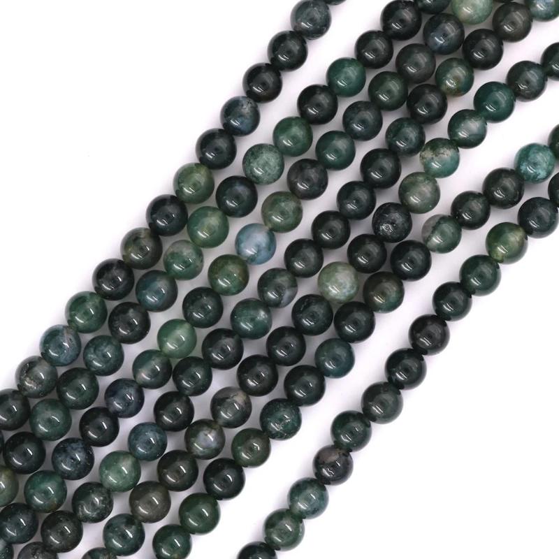 moss agate, 8mm, round, glossy, 1 strand, 16 inches, approx. 48 beads.-Gemstone Beads-BeadsVenture