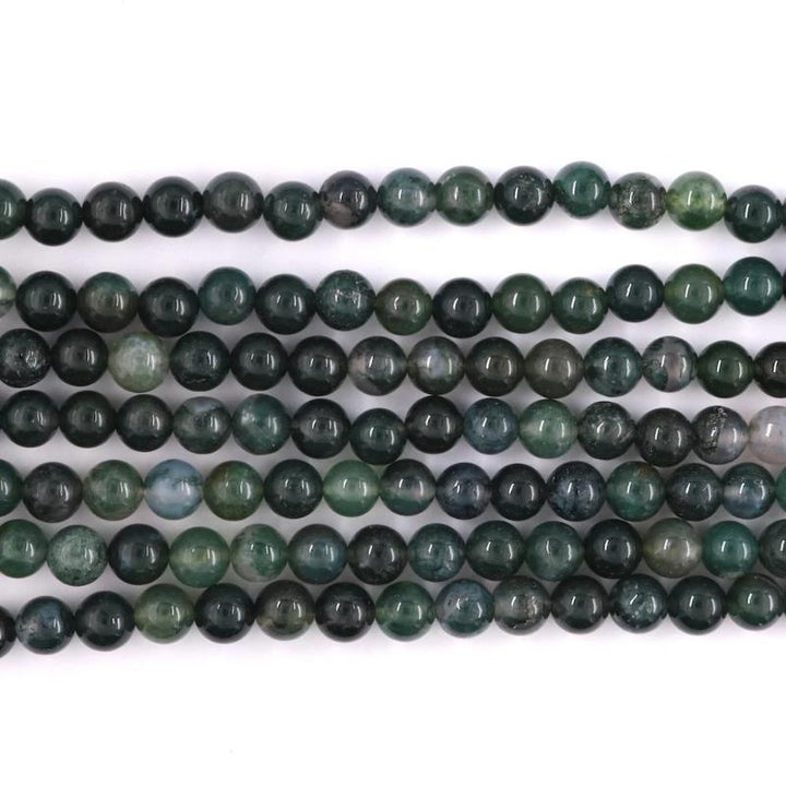 moss agate, 8mm, round, glossy, 1 strand, 16 inches, approx. 48 beads.-Gemstone Beads-BeadsVenture