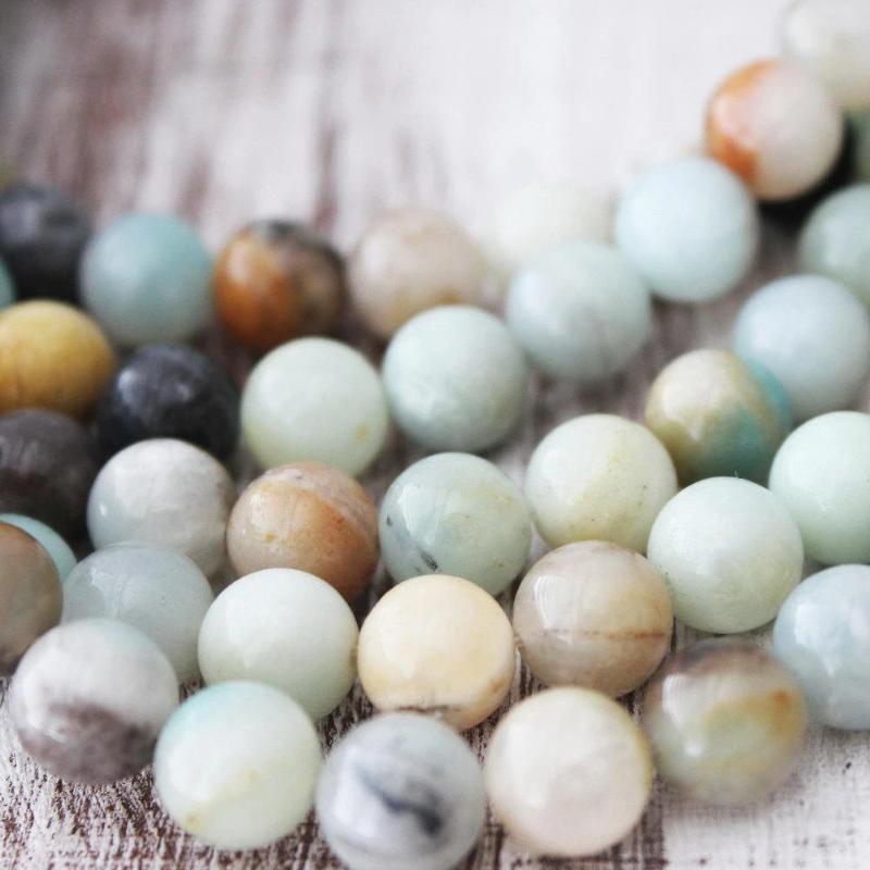 rainbow amazonite, 10mm, round, glossy, multi, sold as 1 strand, approx. 40 pieces.-Gemstone Beads-BeadsVenture