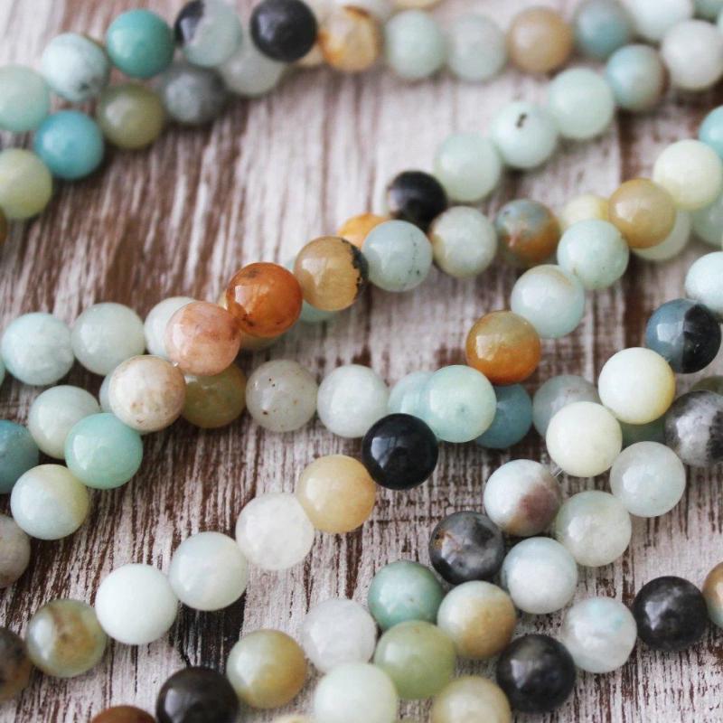 rainbow amazonte, 6mm, round, glossy, 1 strand, 16 inches, approx. 66 beads.-Gemstone Beads-BeadsVenture