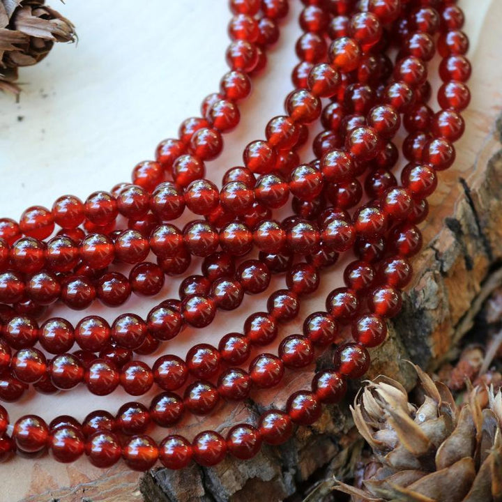 red carnelian, 6mm, round, glossy, 1 strand, 16 inches, approx. 66 beads.-Gemstone Beads-BeadsVenture