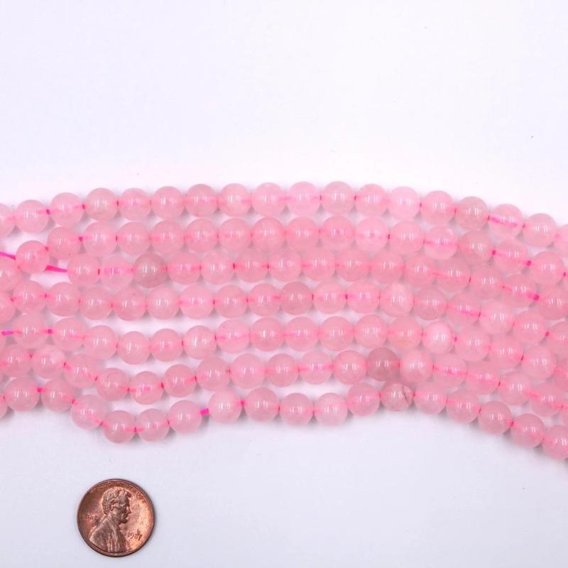rose quartz, 8mm, round, glossy, 1 strand, 16 inches, approx. 48 beads.-Gemstone Beads-BeadsVenture