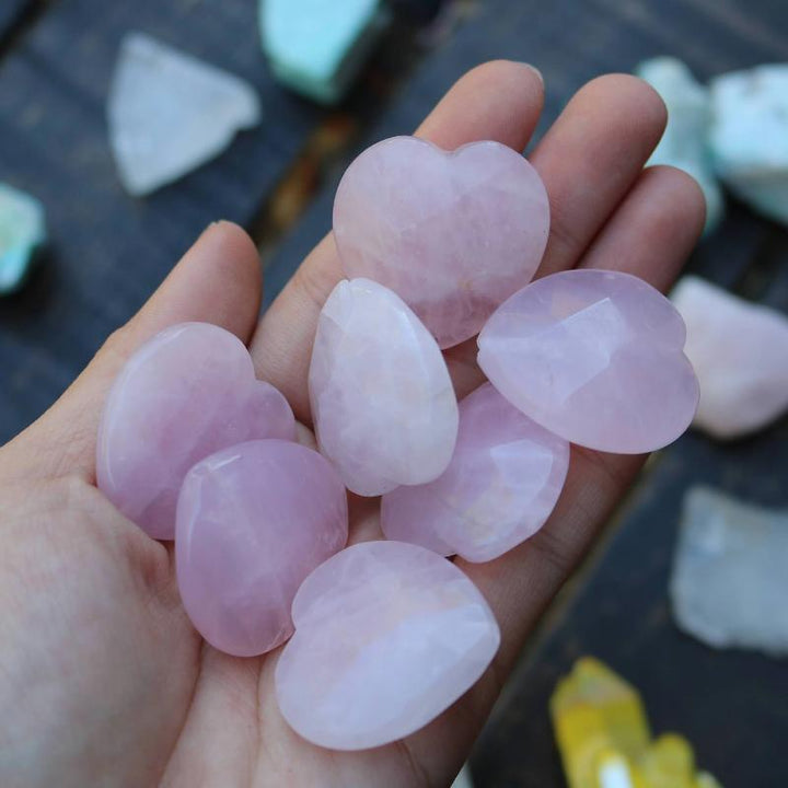 rose quartz, approx. 30mm x 30mm, heart, faceted, sold as 1 bead.-Gemstone Beads-BeadsVenture