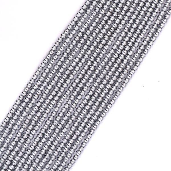 silver hematite, 2mm, round, glossy, 1 strand, 16 inches, approx. 110 beads.-Gemstone Beads-BeadsVenture