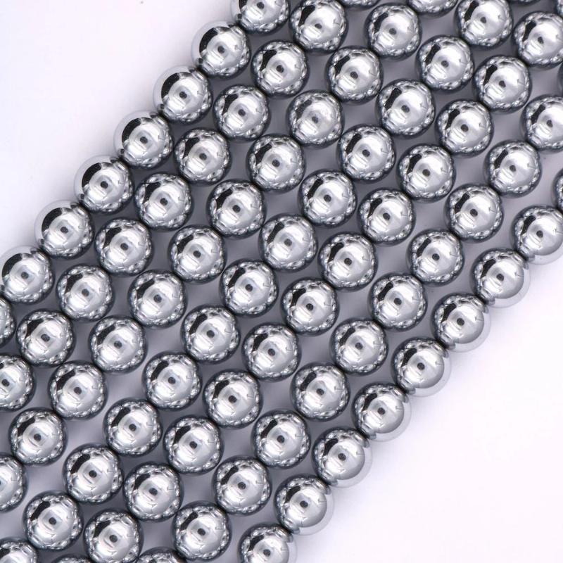 GEM-Inside 8mm Blue Metallic Coated Hematite NonMagnetic Gemstone Loose  Beads Round Energy Stone Power Beads for Jewelry Making 15
