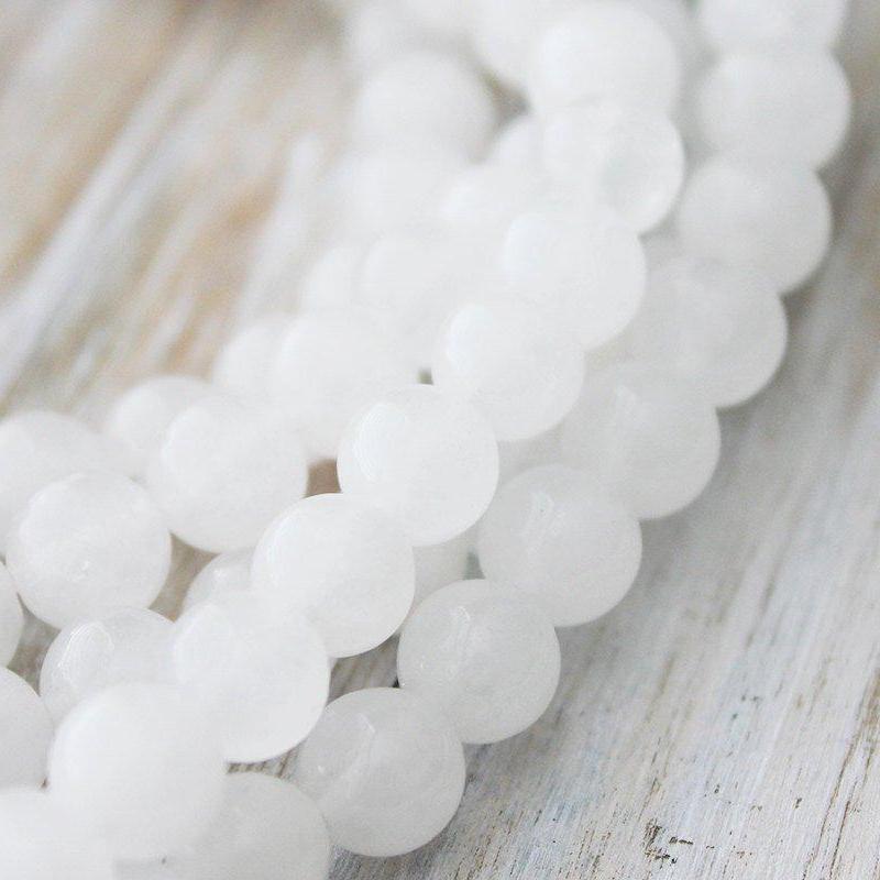 snow quartz, 8mm, round, glossy, 1 strand, 16 inches, approx. 48 beads.-Gemstone Beads-BeadsVenture