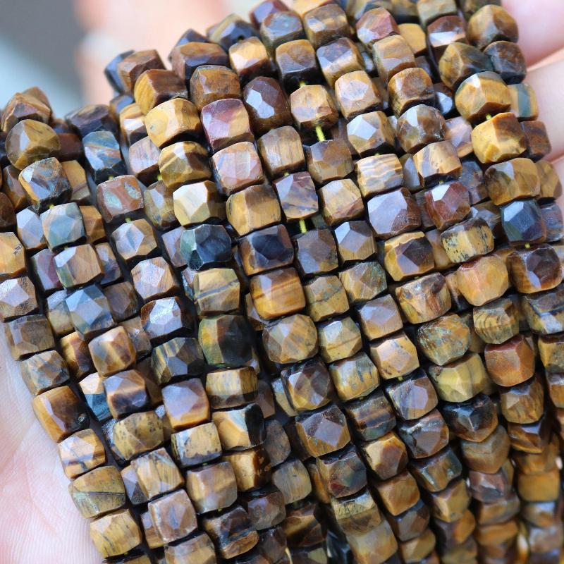 tiger eye, 5mm - 6mm, box, glossy, 1 strand, 8 inches, approx. 25-35 beads.-Gemstone Beads-BeadsVenture