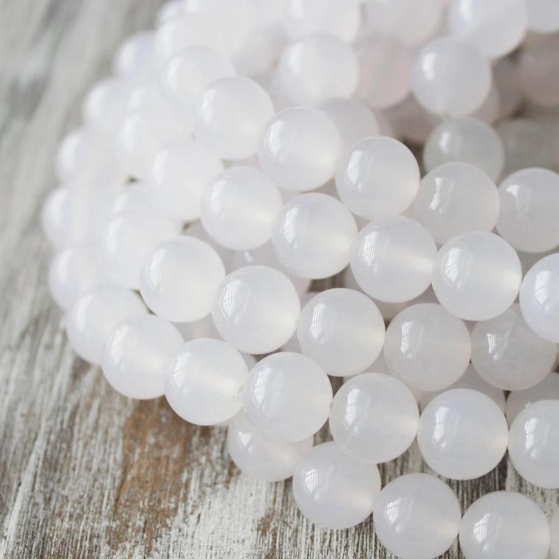 white agate, 10mm, round, glossy, 1 strand, 16 inches, approx. 40 beads.-Gemstone Beads-BeadsVenture